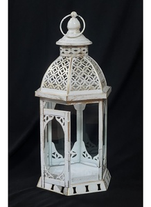 2026 Ramadan and Eid Decorations White Gold Antique Metal Moroccan Candle Holder Table and Floor <b>Lanterns</b> - Product Image 3