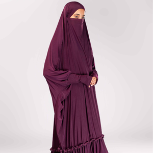 Vestido Largo Holgado y Transpirable Hecho a Mano al por Mayor para Mujer, de Tela de Jersey de Poliéster, con Volantes y Cuello Redondo, para Bodas - Product Image 1