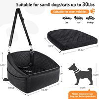 Siège d'auto pour chien Siège d'appoint amovible et lavable pour chien de moins de 30lbs, siège de voiture pour animal de compagnie Lit de voyage avec poches de rangement et ceinture de sécurité pour chien