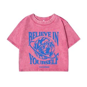 Y2k Streetwear Summer Women's Clothing Custom Vintage Acid Washed Cropped T Shirts for Plain Women Oversized Boxy Crop T Shirt - Product Image 4