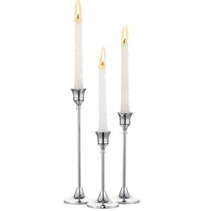 Juego de 3 Portavelas Cónicos Modernos de Metal Plateado, Elegantes Candelabros, Centro de Mesa para Decoración del Hogar, Cenas y Eventos - Product Image 1