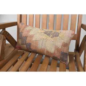 Oreiller en laine Kilim beige 8x16 pouces de luxe rustique moelleux Floral jeter pour canapé literie Portable Vintage tissé Patchwork Design - Product Image 3