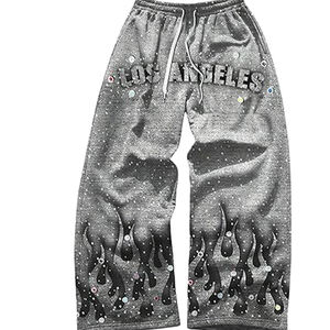 Wholesale Plus Size Straight Rhinestone <b>Baggy</b> Joggers <b>Mens</b> Pants Outdoor Use Rhinestone <b>Baggy</b> Joggers - Product Image 3