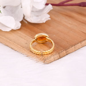 Vente en gros Bague en argent sterling 925 Pierre précieuse tourmaline jaune naturelle Plaqué or Vintage Bijoux de mariage Unisexe Fêtes Cadeaux - Product Image 3