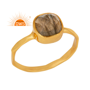 Best Selling Sterling Silver 18K Gold Plated Natural <b>Labradorite</b> Gemstone Stackable <b>Ring</b> Custom Jewelry Manufacturer - Product Image 1