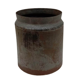 Maceta redonda metálica de melamina desgastada soldada con acabado Natural Color rústico pequeña para exteriores para decoración de jardín mayorista - Product Image 2