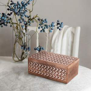 Hot Sell Wooden Storage <b>Box</b> Handcrafted Design Natural Wood <b>Box</b> Mango and Acacia Wood <b>Keepsake</b> <b>Box</b> With Multiple Use - Product Image 5