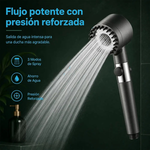 Soffione Doccia in Acciaio Inossidabile Nero Opaco Cromato, Tre Modalità di Risparmio Idrico, Accessorio Doccia Pressurizzato per Bagno - Product Image 1