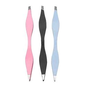 Customized Anti-Static Double Sided Stainless Steel Eyebrow <b>Eyelash</b> <b>Tweezers</b> Black Slanted Pointed 2025 - Product Image 6