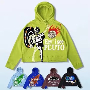 Sudadera con capucha personalizada de algodón 100% para hombre, Sudadera con capucha con estampado gráfico cuadrado de gran tamaño, impresión digital, sudaderas con capucha con estampado completo, técnica lavada - Product Image 6