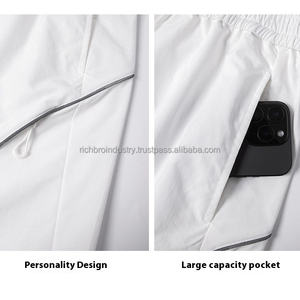 American Trendy Mid Waist Casual <b>Shorts</b> High Street Style Loose Fit Elastic Waist Washed Wister <b>Zipper</b> Cargo Digital Worsted - Product Image 6