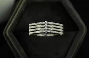 Anillo de pulgar grueso de múltiples capas Unisex de plata 925, chapado en rodio, Diamante de moissanita Original delicado, regalo elegante para él y ella - Product Image 5