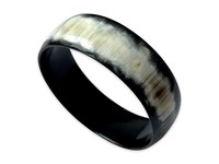 Bracelet manchette en corne plaqué platine avec motif agate perlé, bracelet élégant style animalier pour cadeau