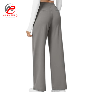<b>Womens</b> Casual Business Work trouser High Waist Adjustable Knot Wide <b>Leg</b> Flat Front <b>Cargo</b> Style Elastic Mid Waist Loose Pockets - Product Image 2
