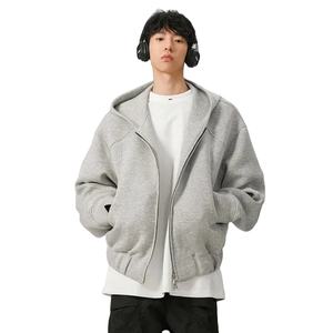 เสื้อมีฮู้ดสำหรับผู้ชายฤดูใบไม้ผลิใหม่เสื้อมีซิปสีทึบทรงหลวมเสื้อสเวตเชิ้ตผู้ชายแบบลำลองดีไซน์ใหม่ - Product Image 1