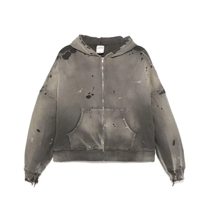 Sudadera con Capucha para Hombre, Estilo Vintage, Lavada y Desgastada, Corte Holgado, Manga Larga, Ropa Casual de Calle 2026 - Product Image 4