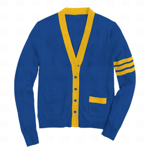 Suéter cárdigan con cuello en V de manga larga clásico bordado personalizado para mujer, prendas de punto de invierno, rayas doradas, tamaño libre, Parte delantera informal - Product Image 1