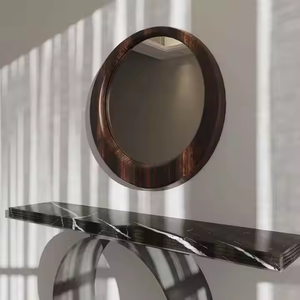 Espejo Led redondo moderno hecho en La India Espejo de pared con marco de madera de alta calidad Precio razonable por Azora Industries - Product Image 4