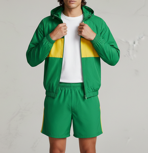 Chaqueta Cortavientos Personalizada con Cremallera y Pantalones Cortos, Conjunto Deportivo Cortavientos para Hombre con Capucha, Transpirable y Ligero - Product Image 4