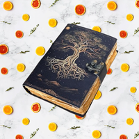 Journal en cuir véritable, grand grimoire, design d'arbre de vie en relief, couverture rigide avec reliure cousue, livre de sorts vierge