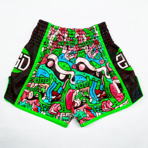 Pantalones cortos atléticos Muay Thai MMA para hombres-Tela informal de diseño sólido con impresión digital de secado rápido y transpirable - Product Image 2