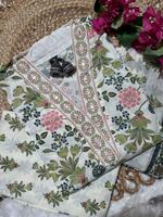 Pakaian kasual mode India meluncurkan atasan cetak bunga Digital katun desainer baru Multi warna dengan kerah V dan Celana dan Dupatta