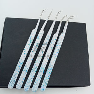 Al fardan ขาวด้านแวววาว14ซม. แหนบต่อขนตาปลอมแบบผอมยาว45องศาทำจากสเตนเลสปลายแหลม - Product Image 1