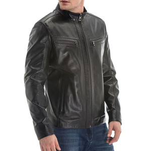 Veste en cuir pour homme respirante, imperméable, coupe-vent, hiver, 100% haute qualité, couleur unie, design décontracté, personnalisable, en vente - Product Image 1