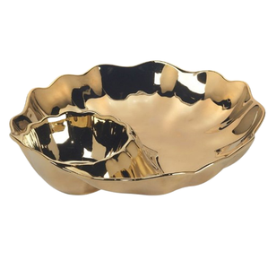 Dinnerware Decorative Food <b>Tray</b> Handmade Gold Leaf Chip and Dip <b>Tray</b> Bowl Decorative Serving Metal Food <b>Tray</b> - Product Image 2