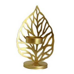 Ornamental Metal Leaf <b>Tealight</b> <b>Holder</b> for Home & Table Decor, Handmade Rustic Metal Candle Stand for Weddings & Parties Festive - Product Image 5