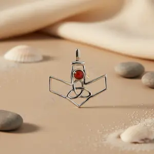 Colgante celta de plata 925 en oro rosa con piedra preciosa de rubí rojo, chapado en rodio, amuleto religioso para mujer - Product Image 2