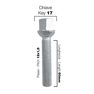 10 ch.17 boulons sphériques 12x1.5 l.60mm - Product Image 2