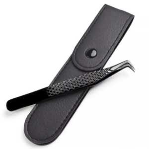 Pinzas de Precisión de Acero Inoxidable al por Mayor, Punta Negra, para Extensiones de Pestañas de Volumen, Pestañas Postizas Individuales, Logotipo Personalizado, 90 Grados - Product Image 4