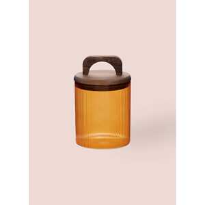 Tarro de vidrio ámbar de 700ml con mango de Acacia - Product Image 2