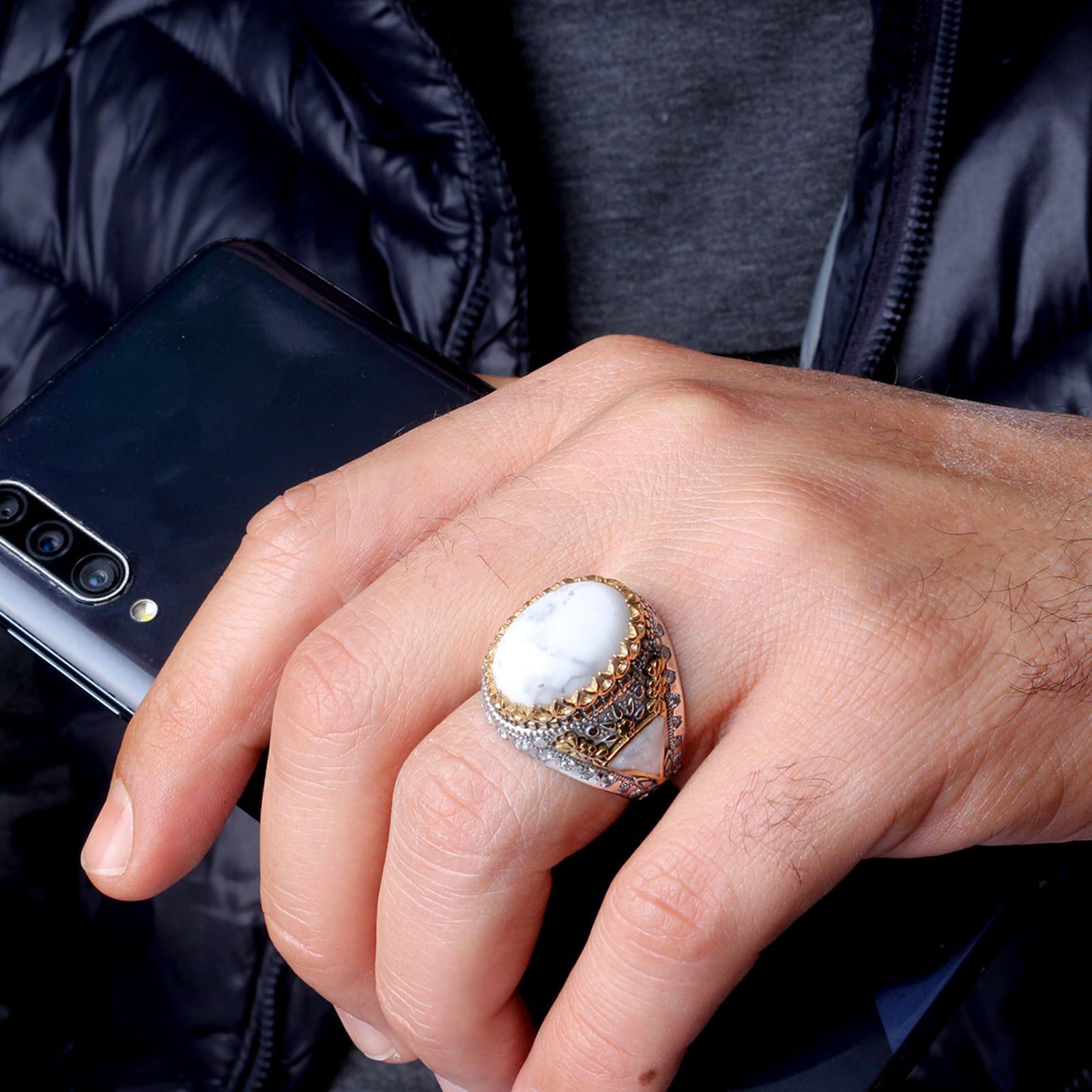 mens silver with small stone