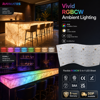 Feuille LED ultra-mince DC24V découpable RGBCW, panneau flexible conçu pour éclairage mural rétroéclairé