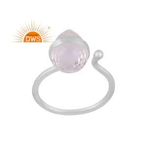 Vente chaude Fine Sterling Silver Natural Crystal Quartz Gemstone Bague réglable Fabricant de bijoux personnalisés - Product Image 1