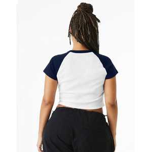 Personalizado negro de gran tamaño en blanco liso blanco Lose Fitting Crop Top camisetas atléticas Spandex bebé negro gimnasio recortado camiseta Mujer - Product Image 2