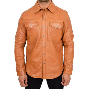 Chemise en cuir à la mode pour hommes sur mesure Chemise en cuir à la mode pour hommes Chemise en cuir coupe décontractée Produit très vendu de haute qualité - Product Image 2