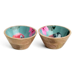 High on Demand Handmade Round Shape <b>Soup</b> <b>Bowl</b> Enamel Printed <b>Bowl</b> Lowest Price Mango Wooden <b>Bowl</b> Tabletop Decorating - Product Image 2
