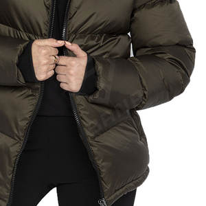 Veste d'hiver matelassée respirante pour femme, coupe oversize, avec garniture en peau de mouton, imperméable, réversible, en polyester, imprimé, satin de soie - Product Image 5