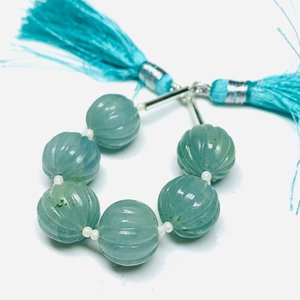 Aigue-marine bleue sculptée en forme de melon sculpture cristal en gros pierres précieuses aigue-marine sculpté perles bijoux - Product Image 3