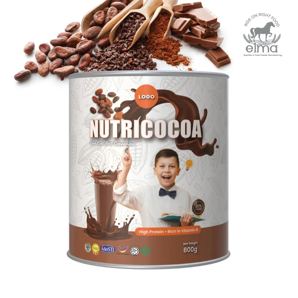 Produit le plus populaire Boissons au cacao nutritives instantanées de qualité supérieure 3 en 1 Poudre de cacao malté 800G Produits GMP HACCP pour petit déjeuner