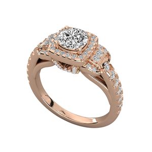 แหวนหมั้นเพชรทรงกลมรัศมีเหลี่ยม - Product Image 3