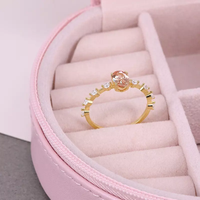 Anillos de Compromiso de diamante para niña y mujer, de Plata de Ley 925, joyería chapada en oro de 18k, anillos de circonia rosa para niña y mujer
