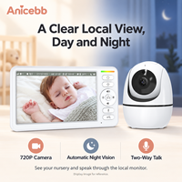 Anicebb Moniteur Bébé Sans WiFi 5 Pouces Caméra 720P Batterie 5000mAh Zoom 4X Panoramique et Inclinaison Vision Nocturne Audio Bidirectionnel pour l'Amérique du Nord