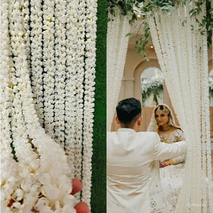 Artificial Mogra Bud Garlands Jasmine Backdrop Curtains For Nikah South Indian Decorations Wall Ceiling Sangeet Stage Eid Decor - Product Image 2