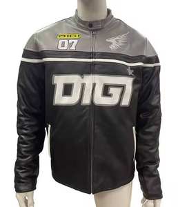 Veste en cuir de course à fermeture éclair avec logo personnalisé, col montant, style décontracté d'été, service OEM, broderie et conception de texte - Product Image 4