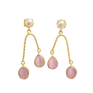 Pendientes Elegantes Listos para Enviar con Piedras Preciosas Finas, Acabado en Oro Mate y Joyería de Primera Calidad - Product Image 1