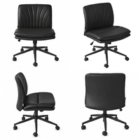 Fauteuil de bureau pivotant sans accoudoirs en cuir PU DM Wholesale Fan Back avec roulettes pour réception d'hôtel, bureau, OEM, ODM